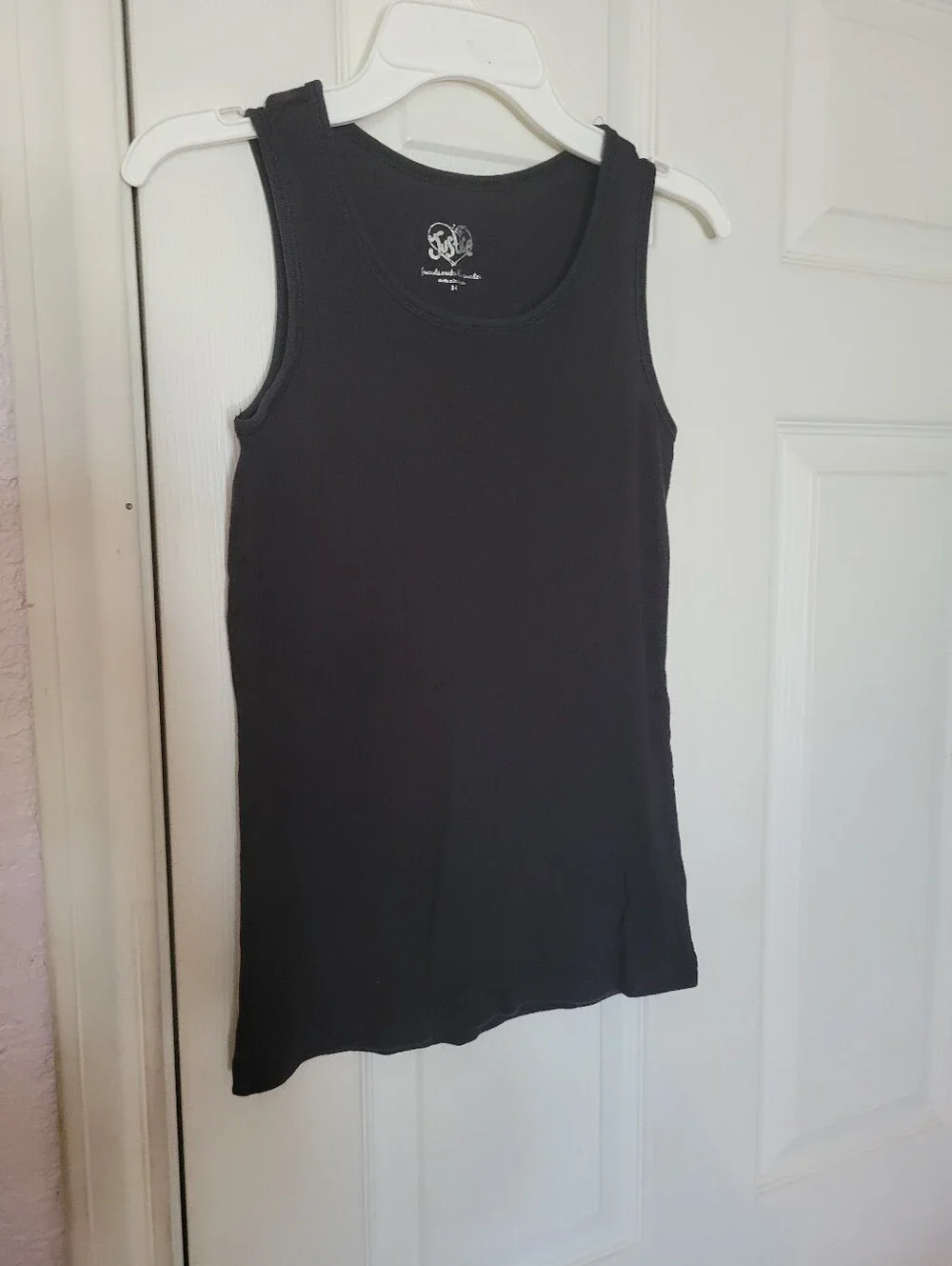 Justice Black Ribbed Tank Top for Kids